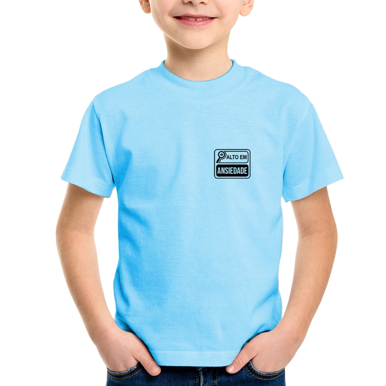 Camiseta Infantil Alto em Ansiedade - Azul Bebê