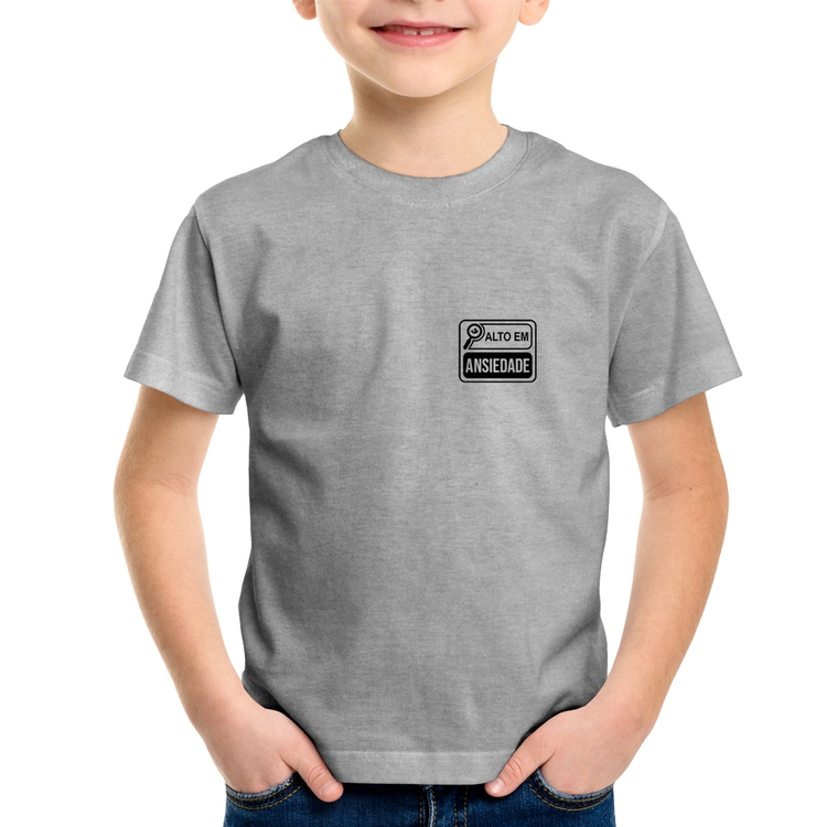 Camiseta Infantil Alto em Ansiedade - Cinza