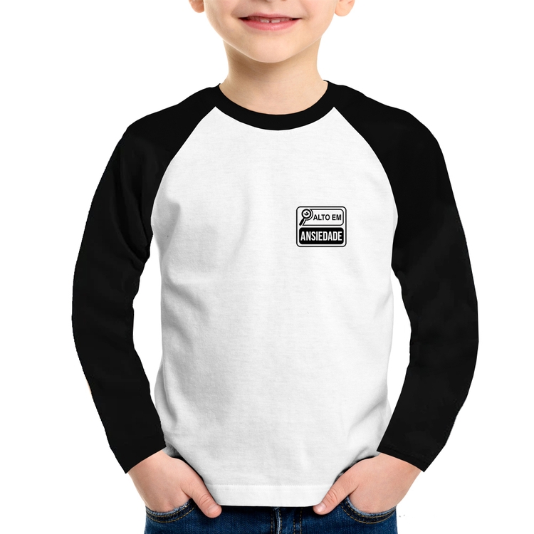 Camiseta Raglan Infantil Alto em Ansiedade Manga Longa