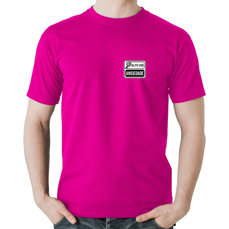 Camiseta Algodão Alto em Ansiedade - Rosa