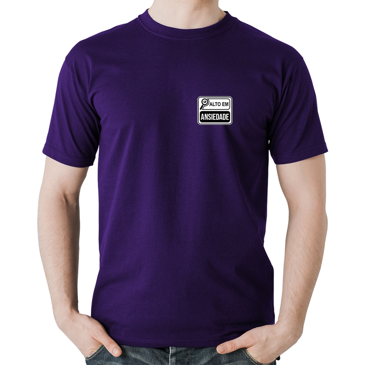Camiseta Algodão Alto em Ansiedade - Roxa