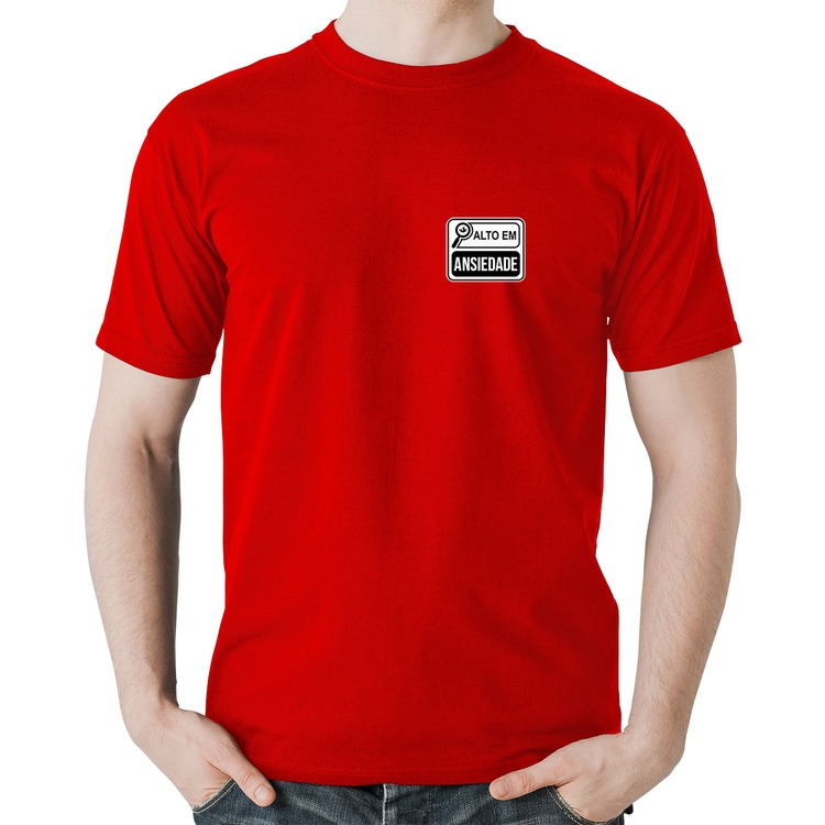 Camiseta Algodão Alto em Ansiedade - Vermelha