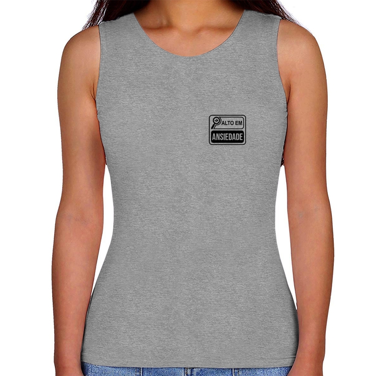 Regata Feminina Alto em Ansiedade - Cinza