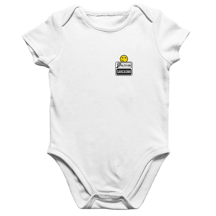 Body Bebê Algodão Alto em Sarcasmo - Branco