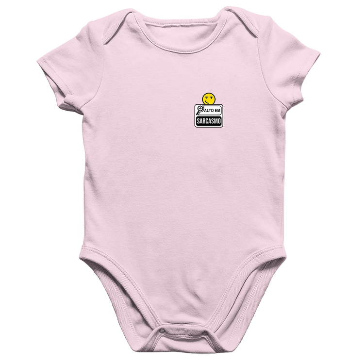 Body Bebê Algodão Alto em Sarcasmo - Rosa Bebê