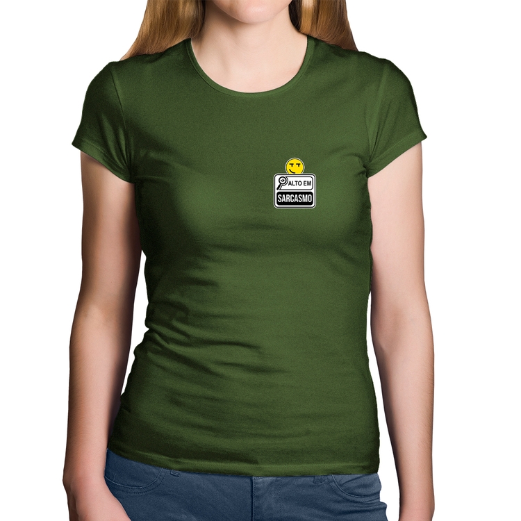 Baby Look Algodão Alto em Sarcasmo - Musgo