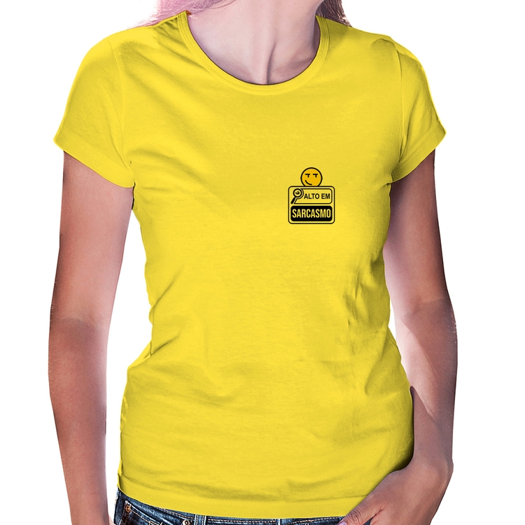 Baby Look Alto em Sarcasmo - Amarela