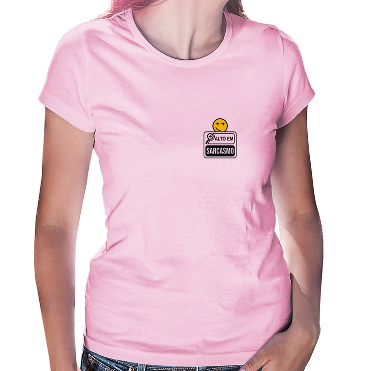 Baby Look Alto em Sarcasmo - Rosa Bebê