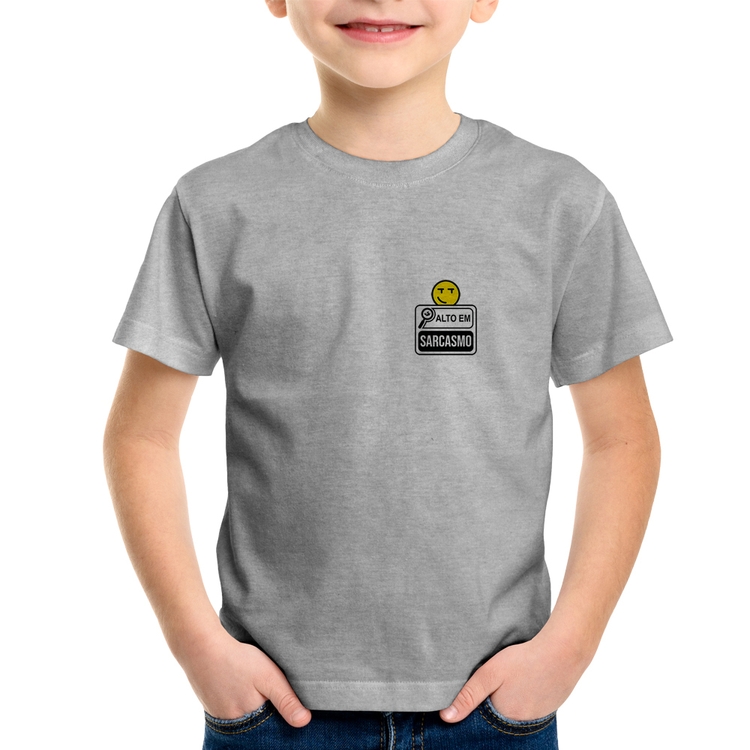 Camiseta Infantil Alto em Sarcasmo - Cinza