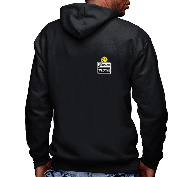 Blusa Moletom Alto em Sarcasmo Masculina com Capuz e Zíper