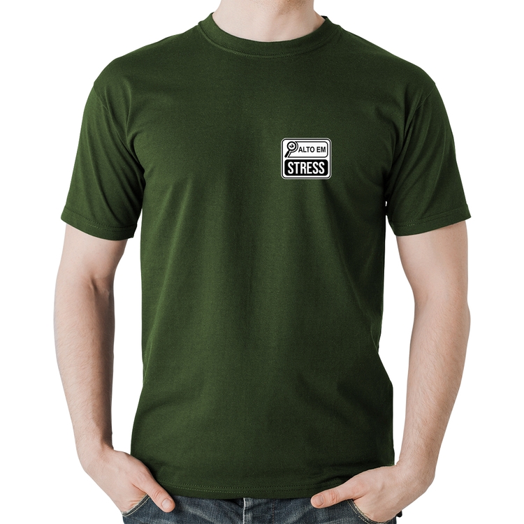 Camiseta Algodão Alto em Stress - Musgo