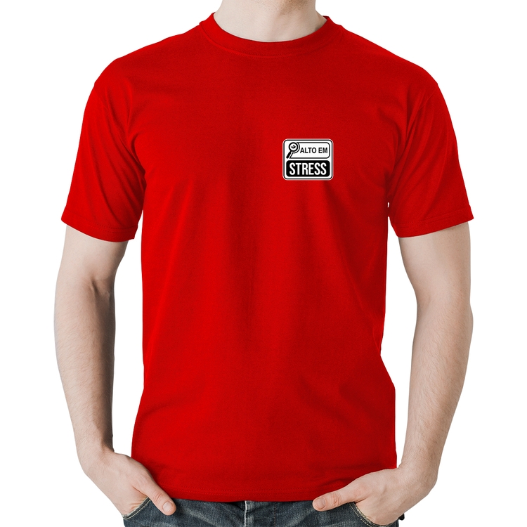 Camiseta Algodão Alto em Stress - Vermelha