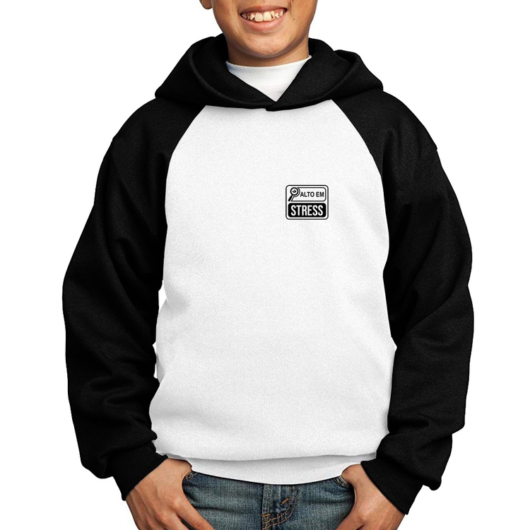 Moletom Infantil Alto em Stress - Branco/Preto