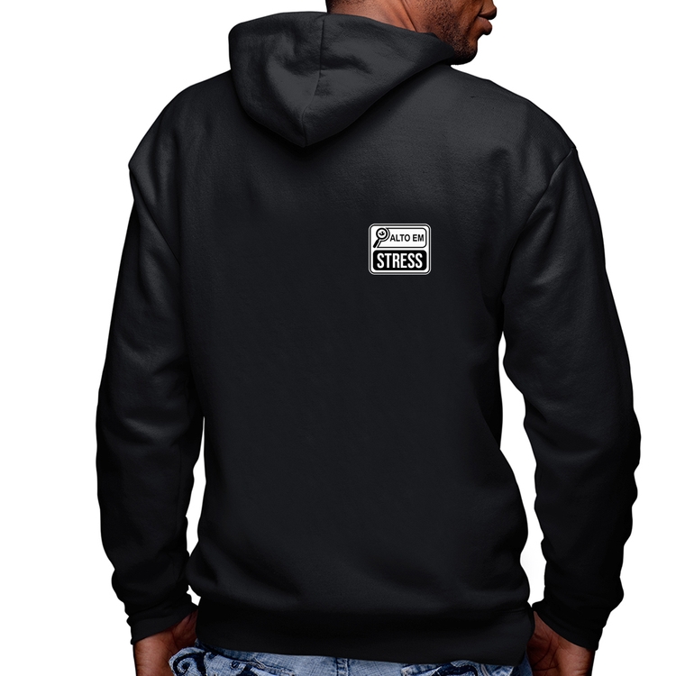 Blusa Moletom Alto em Stress Masculina com Capuz e Zíper
