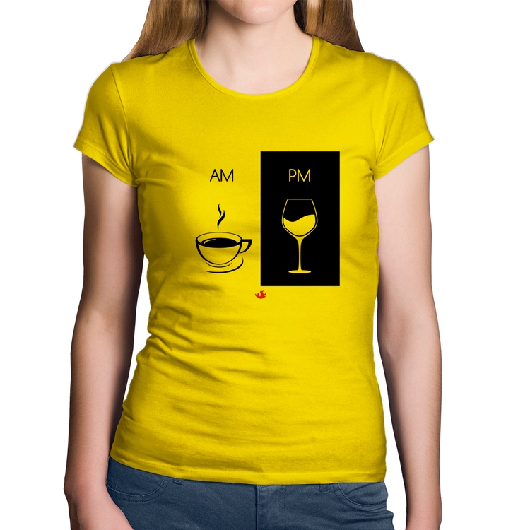 Baby Look Algodão AM Café PM Vinho - Amarela