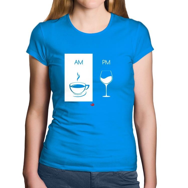 Baby Look Algodão AM Café PM Vinho - Azul