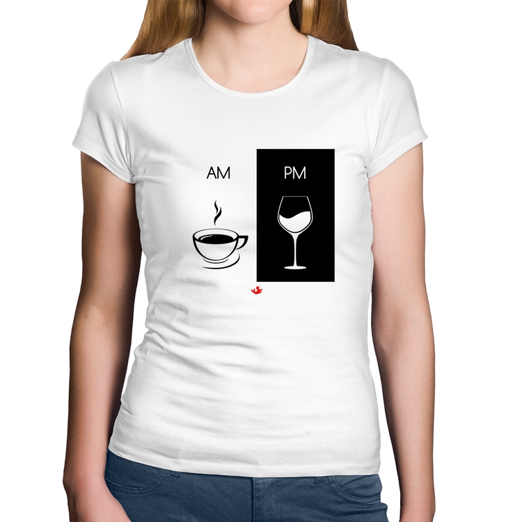 Baby Look Algodão AM Café PM Vinho - Branca