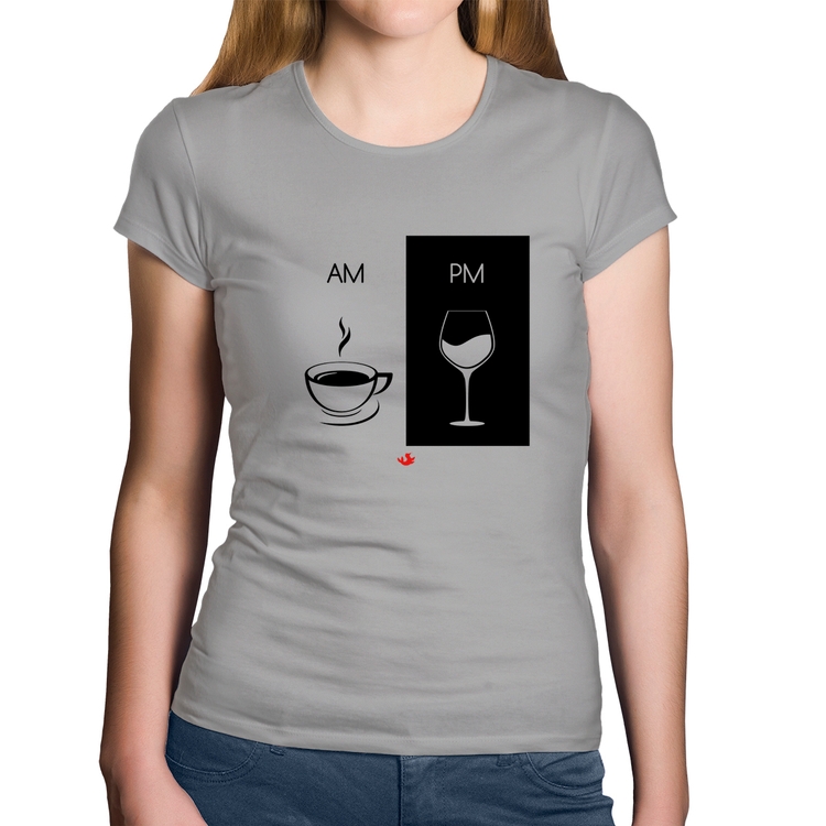 Baby Look Algodão AM Café PM Vinho - Cinza