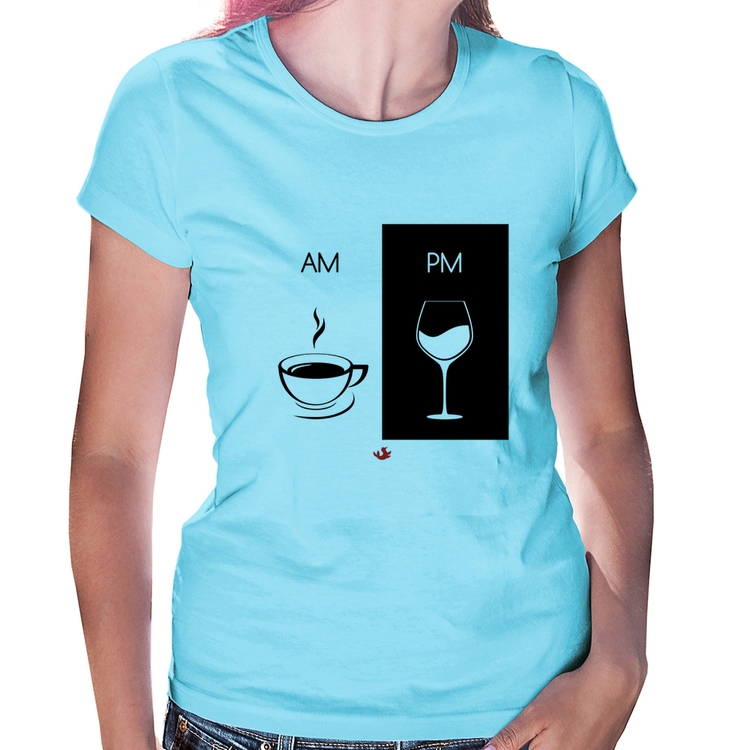 Baby Look AM Café PM Vinho - Azul Bebê