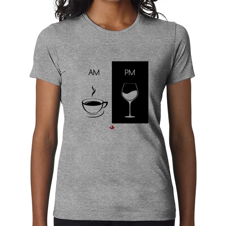 Baby Look AM Café PM Vinho - Cinza