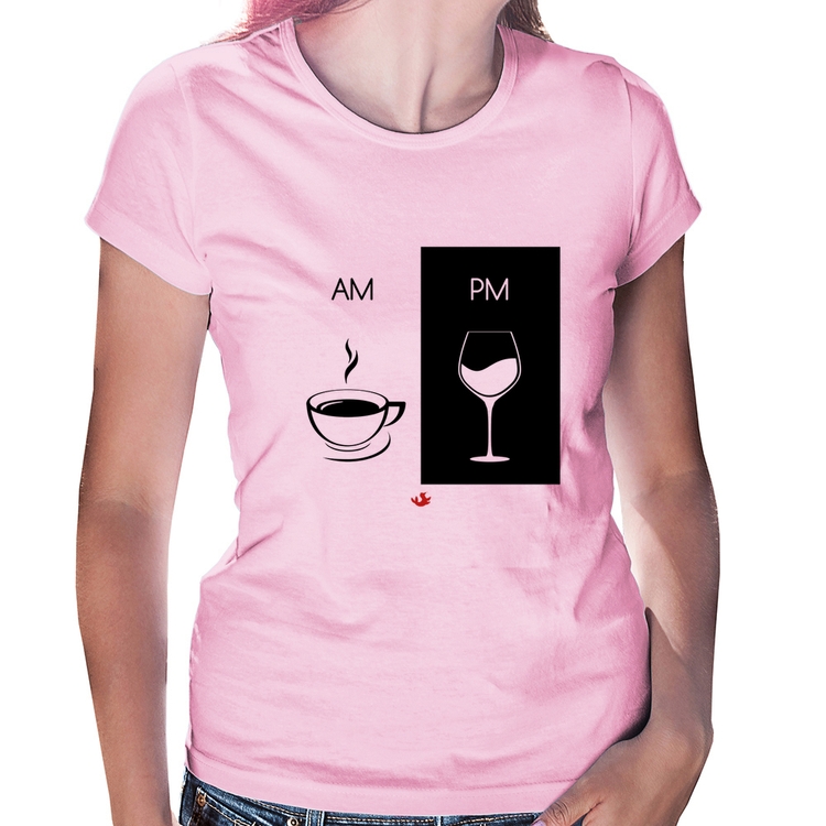 Baby Look AM Café PM Vinho - Rosa Bebê