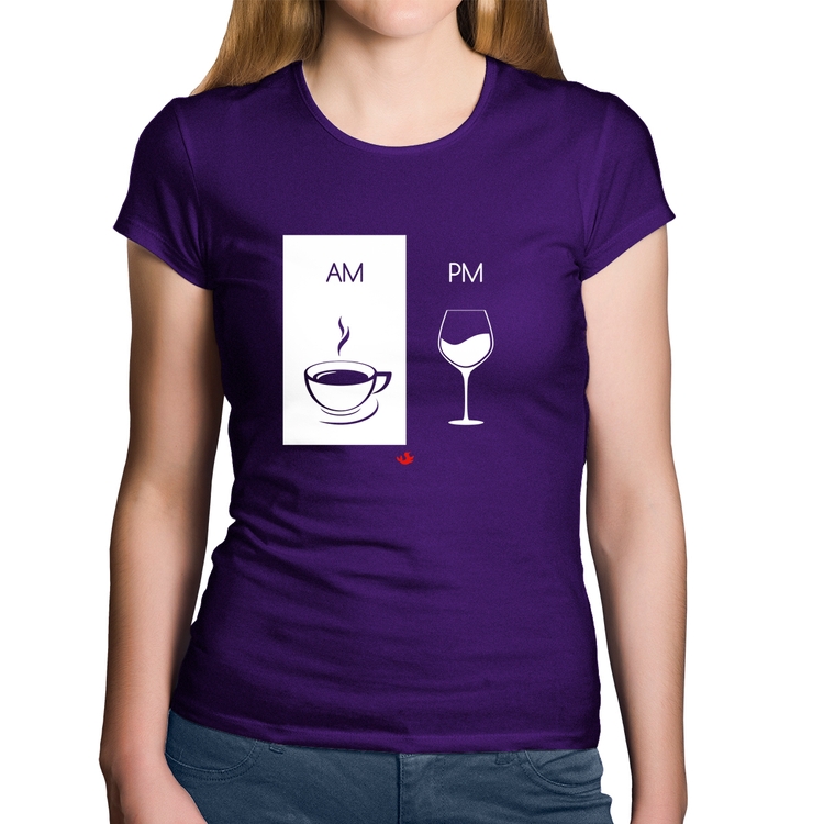 Baby Look Algodão AM Café PM Vinho - Roxa