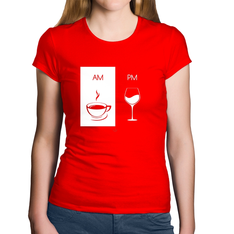 Baby Look Algodão AM Café PM Vinho - Vermelha