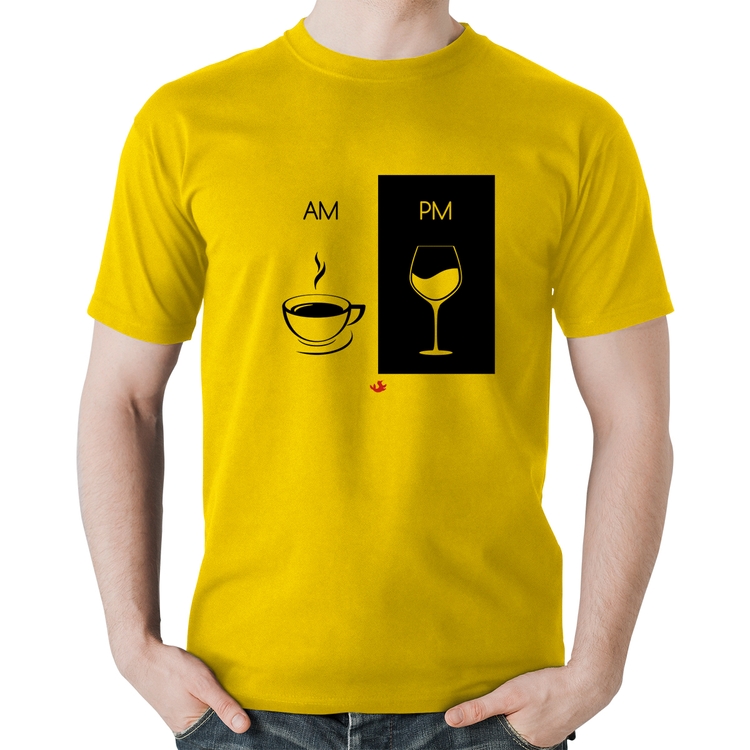 Camiseta Algodão AM Café PM Vinho - Amarela
