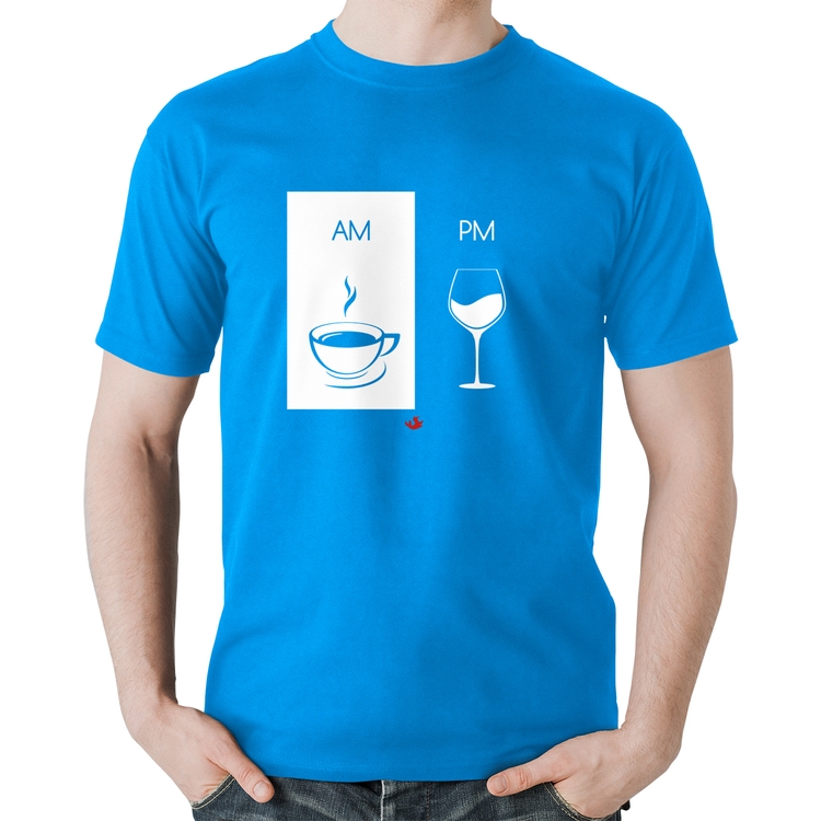 Camiseta Algodão AM Café PM Vinho - Azul