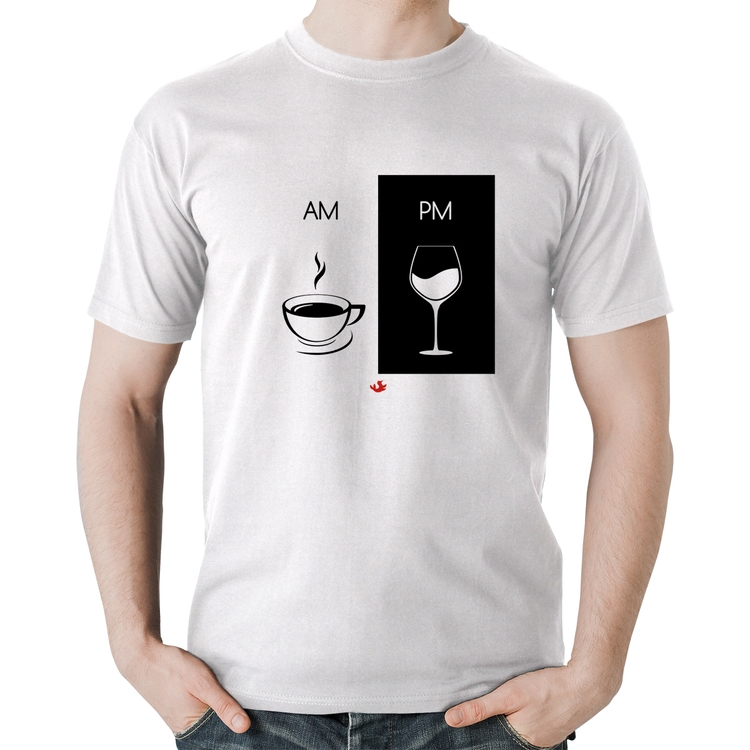 Camiseta Algodão AM Café PM Vinho - Branca