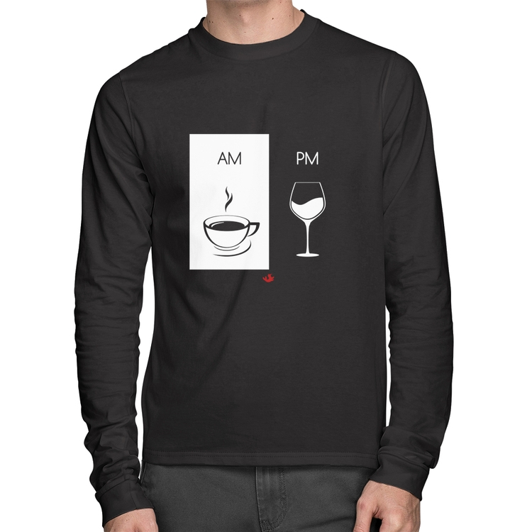 Camiseta Algodão AM Café PM Vinho Manga Longa
