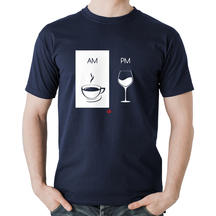 Camiseta Algodão AM Café PM Vinho - Marinho