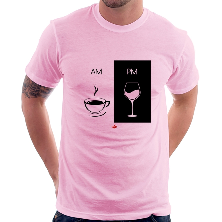 Camiseta AM Café PM Vinho - Rosa Bebê