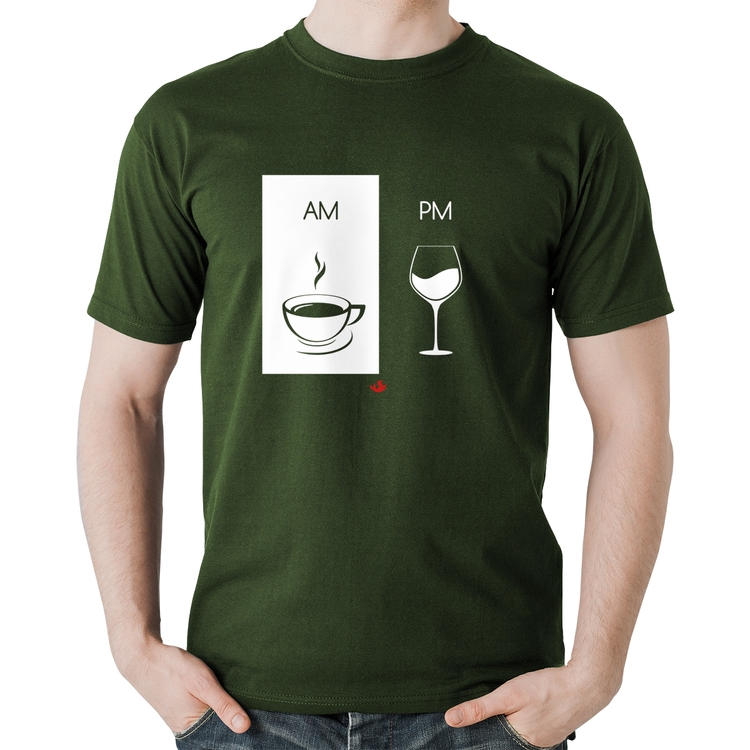Camiseta Algodão AM Café PM Vinho - Musgo