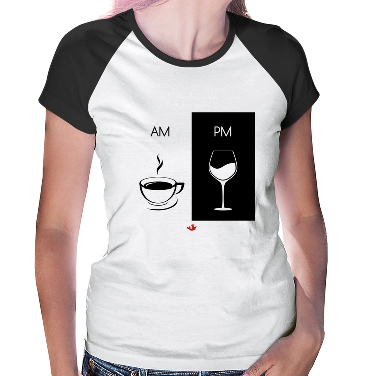 Baby Look Raglan AM Café PM Vinho