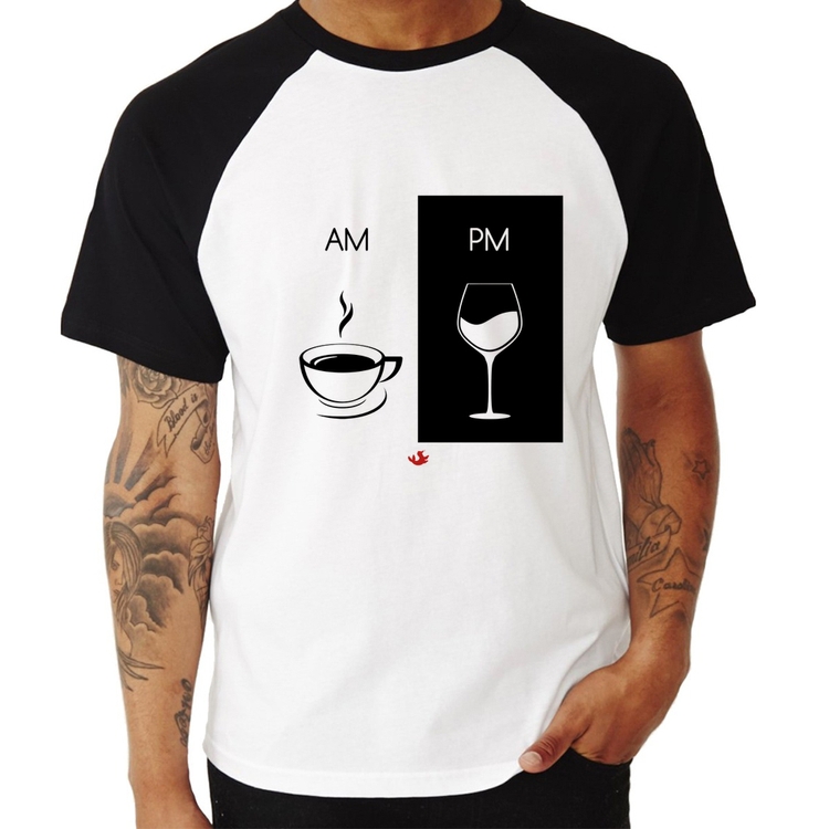 Camiseta Raglan AM Café PM Vinho