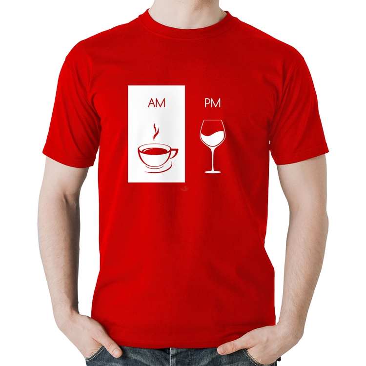 Camiseta Algodão AM Café PM Vinho - Vermelha