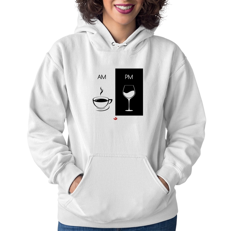 Moletom Feminino AM Café PM Vinho - Branco