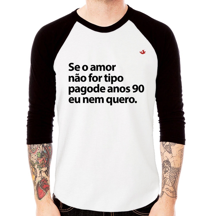 Camiseta Raglan Amor tipo pagode anos 90 Manga 3/4
