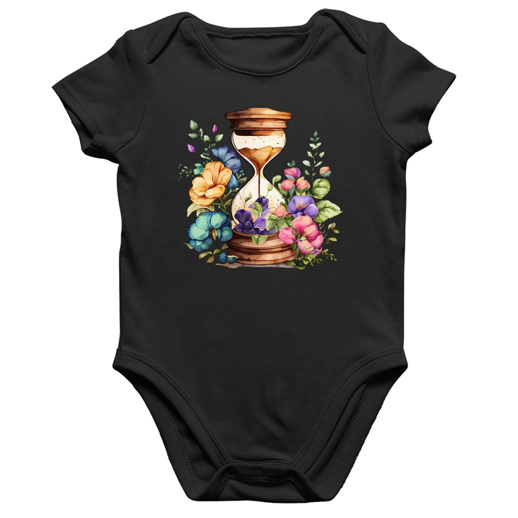 Body Bebê Algodão Ampulheta Floral