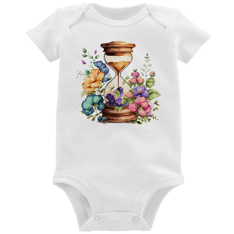 Body Bebê Ampulheta Floral