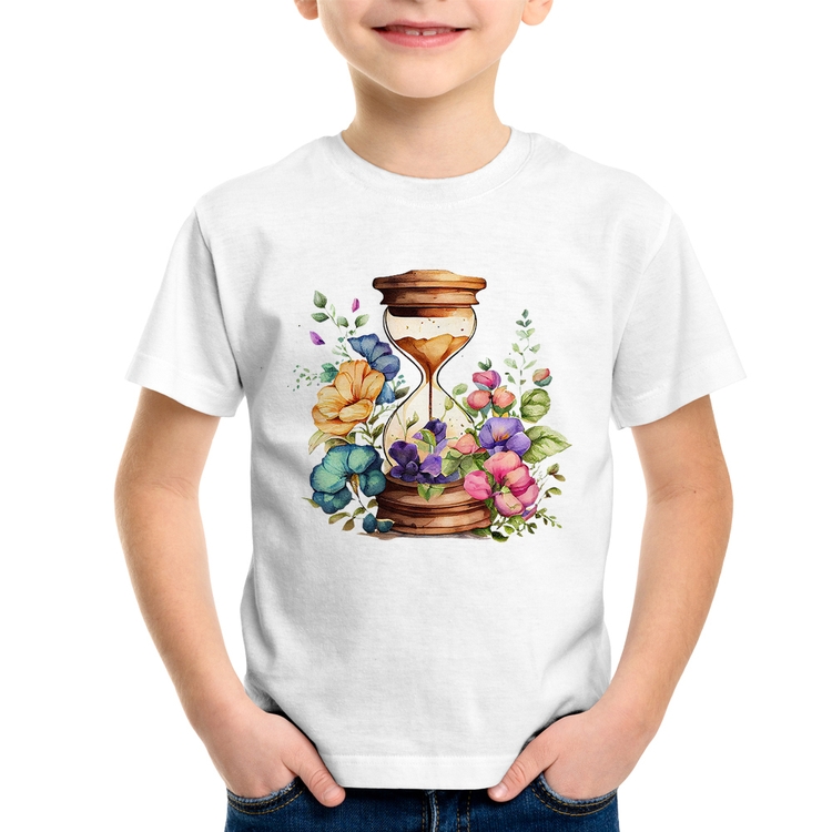 Camiseta Infantil Ampulheta Floral