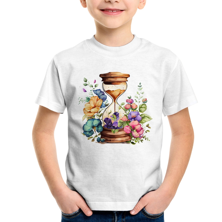 Camiseta Infantil Ampulheta Floral