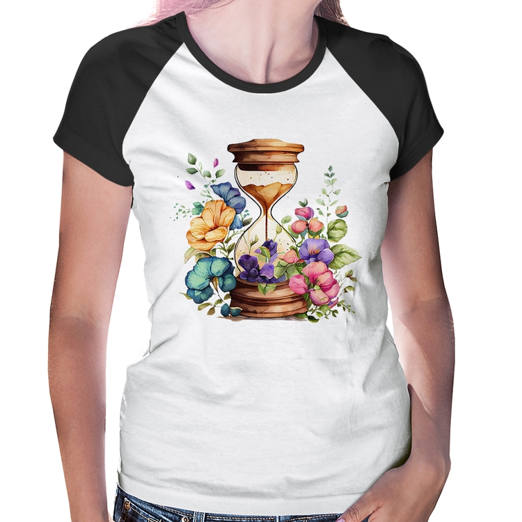Baby Look Raglan Ampulheta Floral