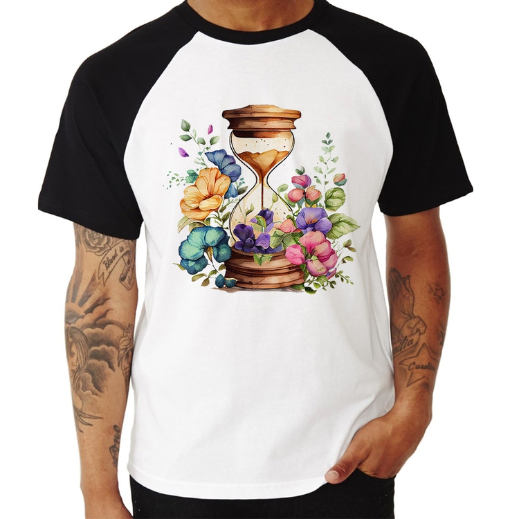 Camiseta Raglan Ampulheta Floral