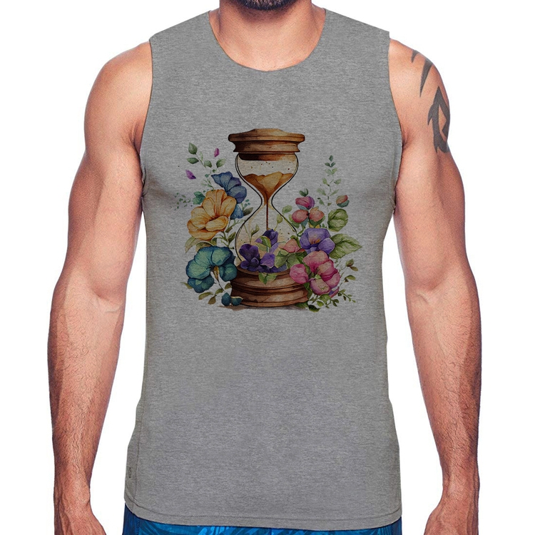 Regata Ampulheta Floral - Cinza