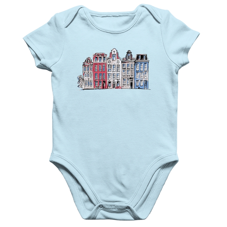 Body Bebê Algodão Amsterdam - Azul Bebê