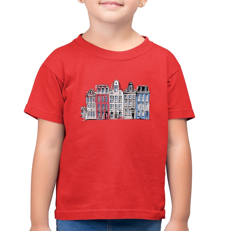 Camiseta Algodão Infantil Amsterdam - Vermelha