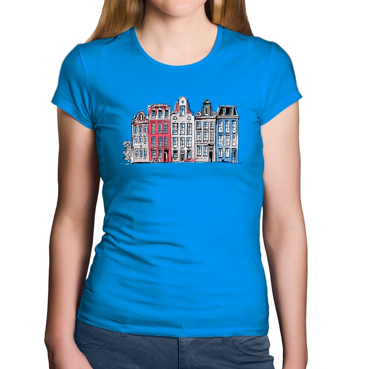 Baby Look Algodão Amsterdam - Azul