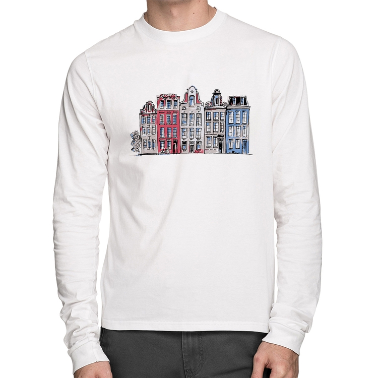 Camiseta Algodão Amsterdam Manga Longa - Branca